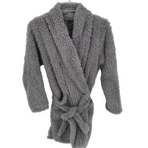 Natori Small /Medium Polyester Fuzzy Plush Gray Short Tie Lounge Bath Robe